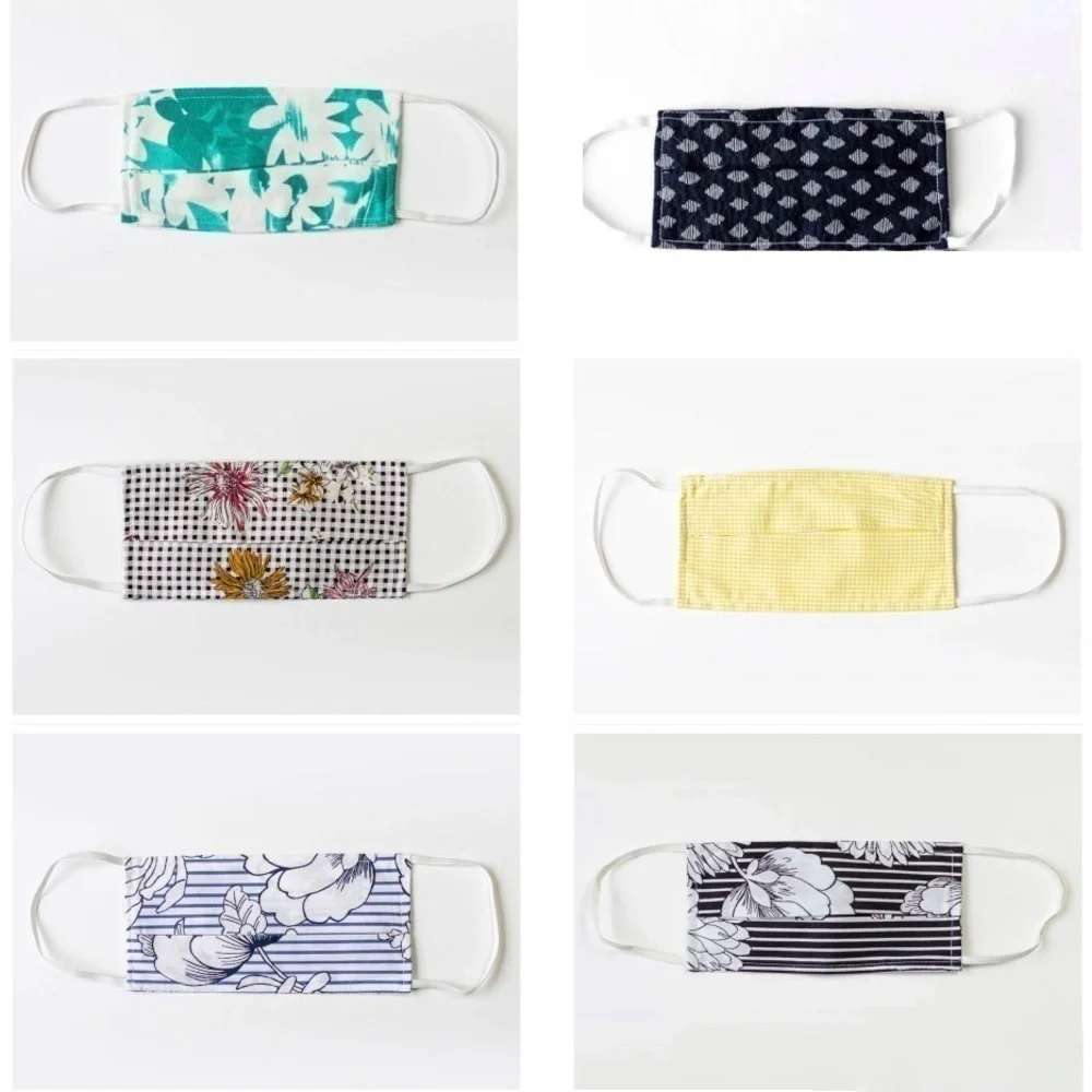 Anthropologie Amadi Multicolor Mixed Print Cotton Ear Loop Face Mask Bundle